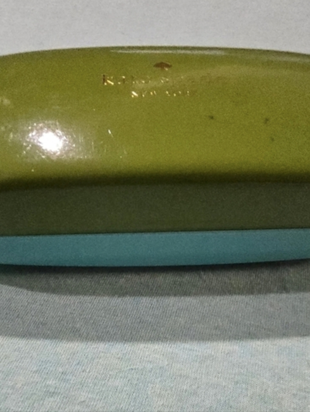 Kate Spade New York Green & Blue Hard Shell Eyeglass Case Logo  W/ New Cloth